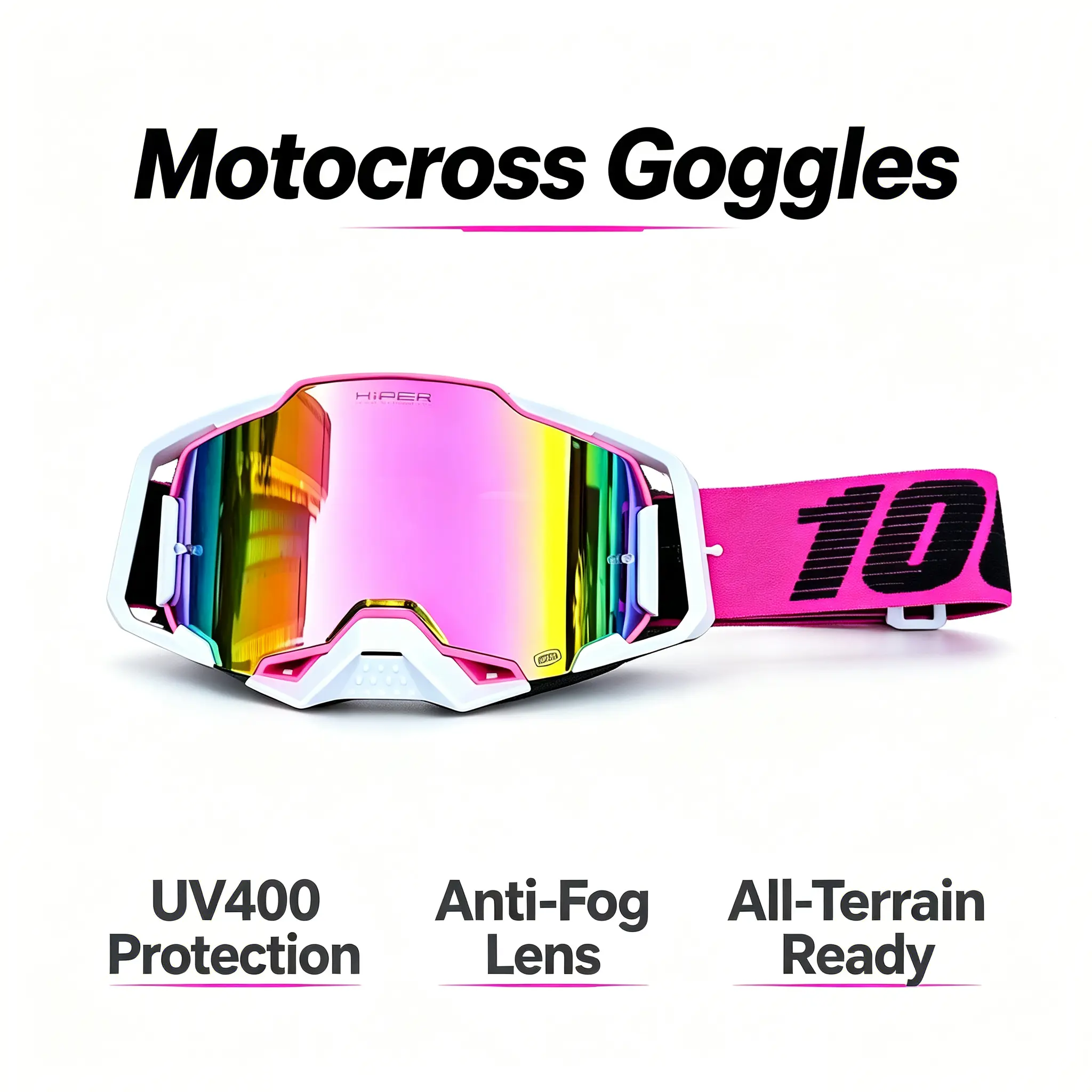 Motocross Goggles Interchangeable Lens Anti Fog UV Protection Off Road Dirt Bike ATV MTB Racing Protective Goggles