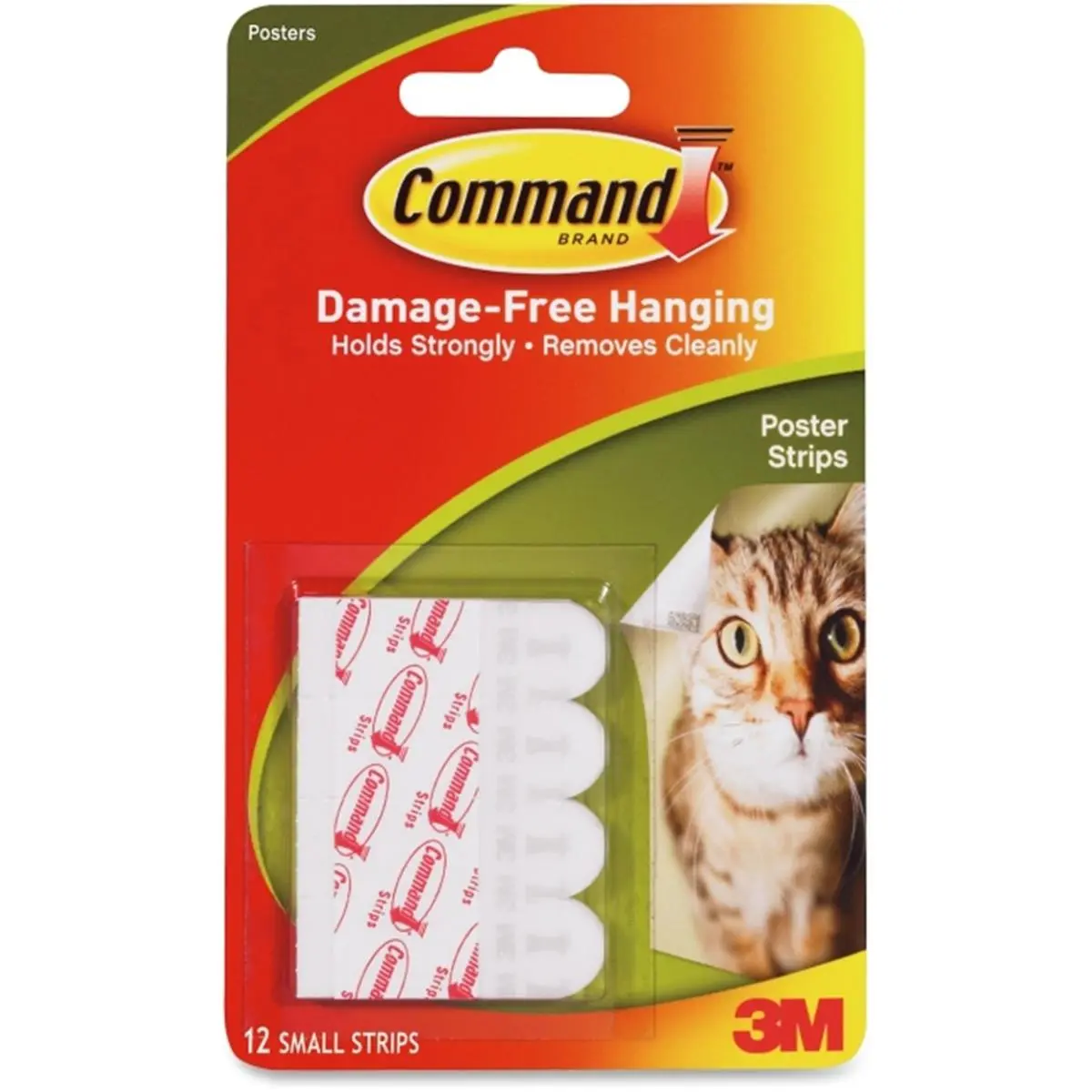 Command Removable Foam Adhesive Poster Strips, White, 12-Piece, Damage-Free Home Decor Hanging, Easy Application, Holds Strongly