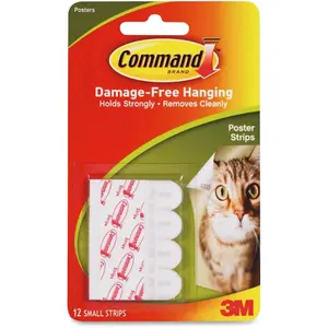 Command  Removable Adhesive Poster Strips, White - 12 Piece