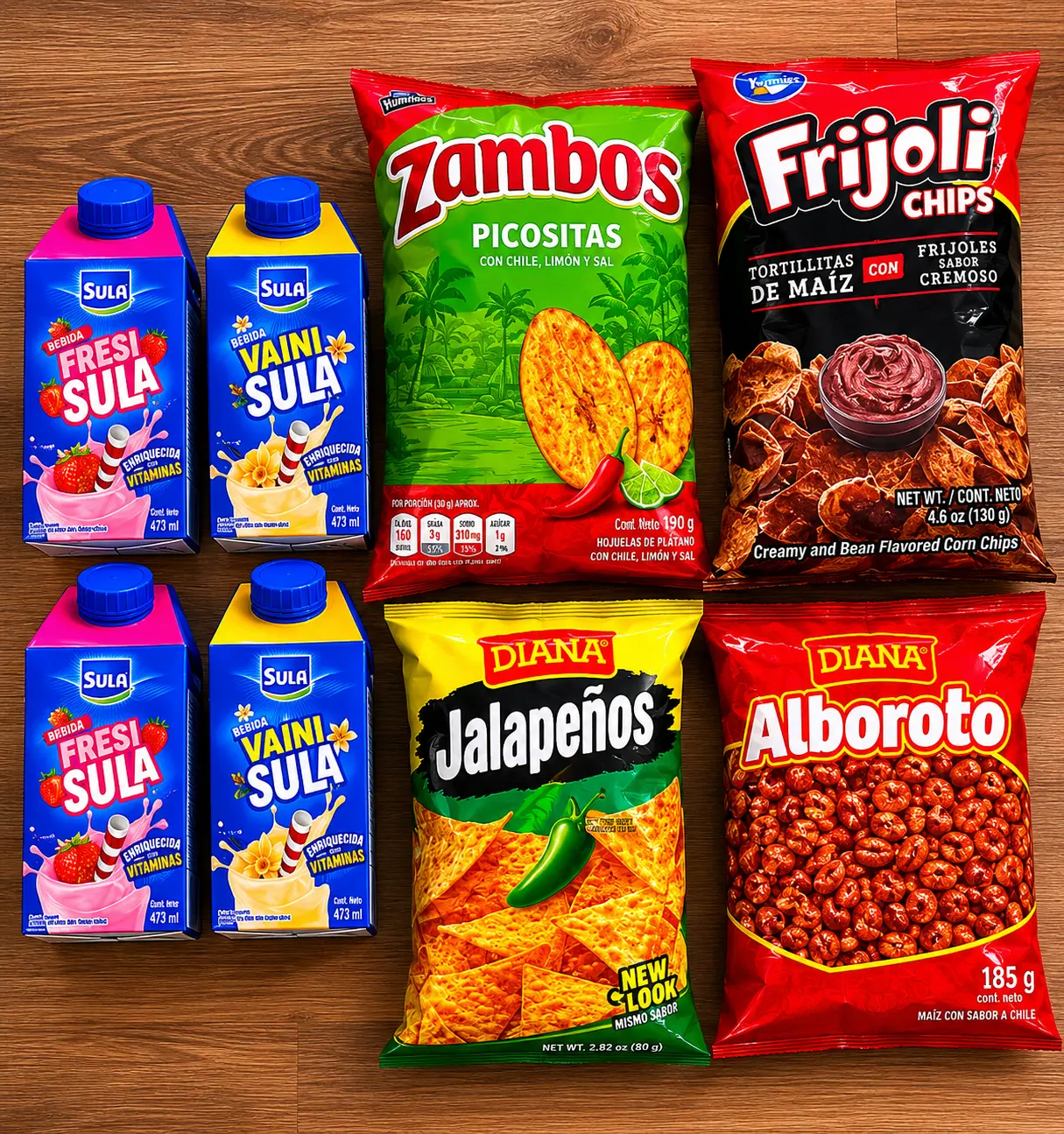 Honduran Food Snacks Variety Bundle - 4-Pack Sula Milk (Strawberry, Vanilla), Mixed Churros, 8 Total Packs, Ambient Storage - Ideal for Youth, Watch Parties