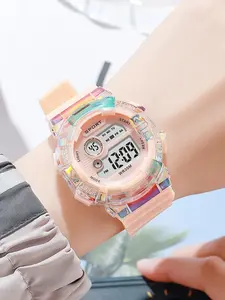 New Student Electronic Watch, Macaron Gradient Color, Outdoor Waterproof Multifunctional Sports Watch, Trendy Wristwatch, Fashionable Digital Watch, Casual Trendy Wristwatch