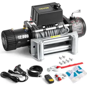 Spring new arrivals Truck Winch 12000lbs Electric Winch 85ft/26m Steel Cable 12V Power Winch Jeep Winch with Wireless Remote Control and Powerful Motor for UTV ATV & Jeep Truck and Wrangler in Car Lift