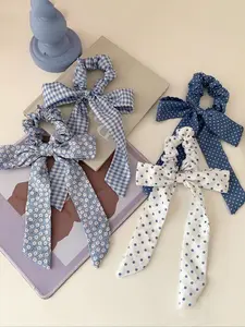 Women's Vintage Bow Designed Scrunchie Scarf,  Fashion Hair Accessories for Women & Girls, Minimalist Headwear Suitable for Thick Hair, Fashionable Hair Accessories
