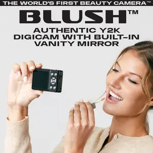 BlushCam Digital Camera with Built-in Front Mirror 64MP Photos 4K Video 8GB SD Card Y2K Colors Perfect for Selfies and Aesthetic Memories Ideal Gift for Birthday and Valentines