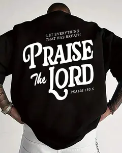 Unisex 'Praise The Lord' Sweatshirt, Vintage Retro Christian Worship Graphic Featuring Psalm 150:6 Bible Verse Design, 100% Cotton Soft Oversized Crewneck Top, Casual Streetwear for Believers, Church Goers & Religious Faith Enthusiasts,viral graphic tees