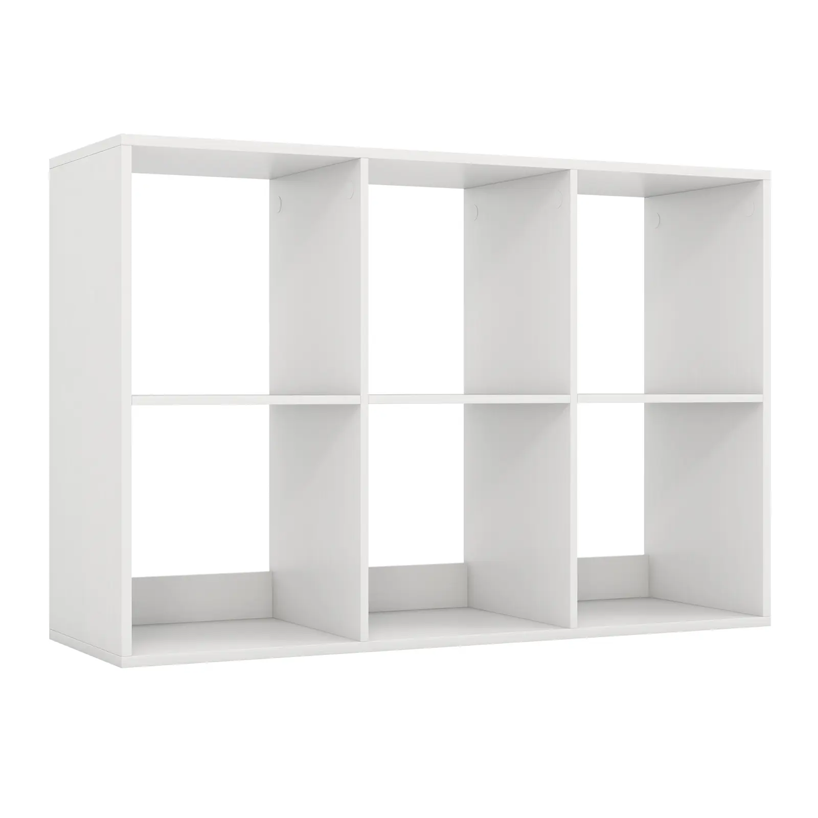 COSTWAY - 6 Cube Bookshelf with Back Guardrail for Living Room Bedroom-White