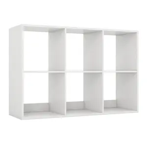 COSTWAY - 6 Cube Bookshelf with Back Guardrail for Living Room Bedroom-White