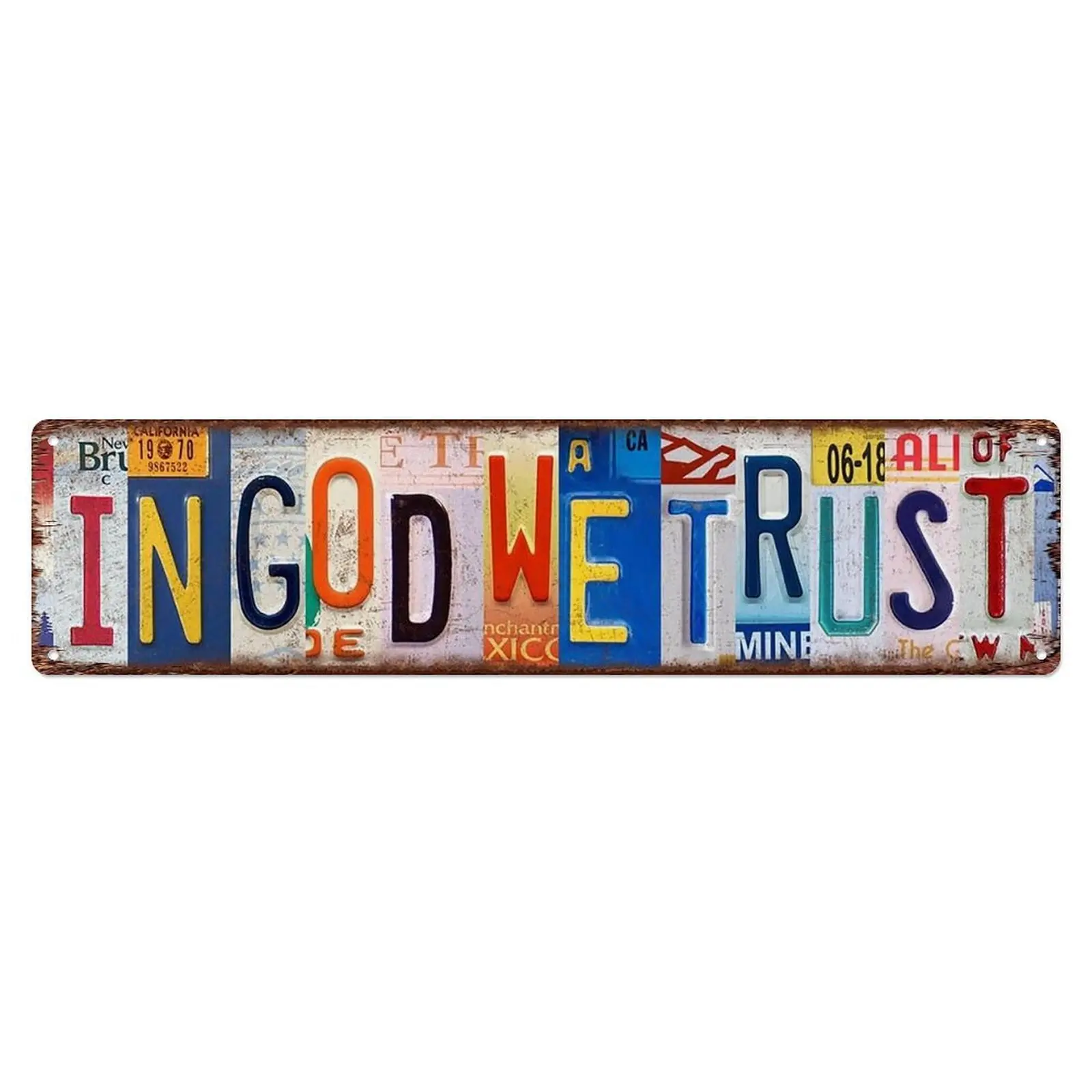 Retro We Believe in God Wall Decoration Street Plaque Metal Tin Plaque 16 x 4 inches