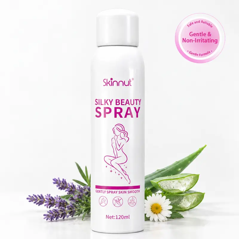 Skinnut Gentle and Pain-Free Foam Hair Removal Spray - Moisturizing Aloe Formula with Chamomile, Centella Asiatica Extract, Soothing Wipe-Off Plant-Based Effective Remover for Adults' Sensitive Skin, All Body Areas, 3 Years Shelf Life, Single Item