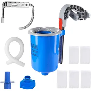 Above Ground Pool Skimmer, Wall Surface Skimmer with Bracket & Removable Basket with 5 Skimmer Socks, Auto Floating Skimmer for Pool Debris and Leaves