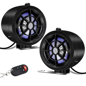 Motorcycle Music Player - Waterproof, with Wireless Function (FM Radio, Bluetooth), MP3 Playback (TF Card, USB), LED Flashing Light, Anti-Theft Alarm & Remote Control, Motorcycle Speakers