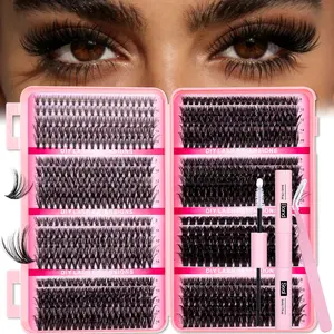 Mixed Length Individual, Dense, DIY Eyelash Clusters Kit, Spikes/Bottom/20D, Soft Curled Eyelashes, Waterproof Long-Lasting, Includes Bond & Seal & Tweezers, Makeup tool, Individual False Lashes