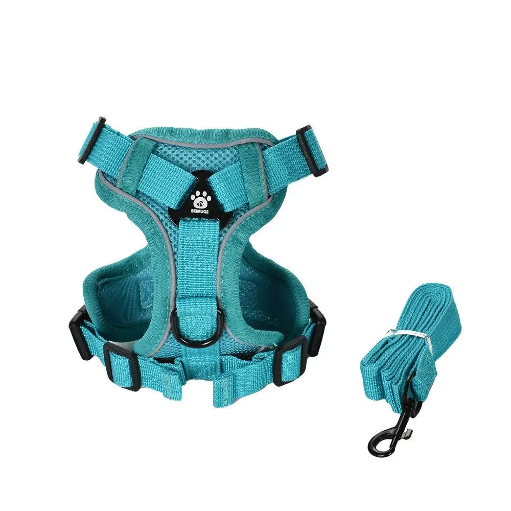 Harness and Leash Set for Small-Medium Dogs, Reflective Nylon Mesh Vest, Adjustable for Outdoor Hiking, Puppy Harness and Leash Pet Supplies (Fits Chihuahua, Pug)