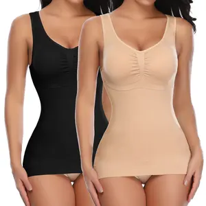 2/1 Pack Shapewear Camisole With Built in Bra Tummy Control Compression Tank Tops for Women Body Shaper Padded Tanks, Lady Comfort Underwear Womenswear