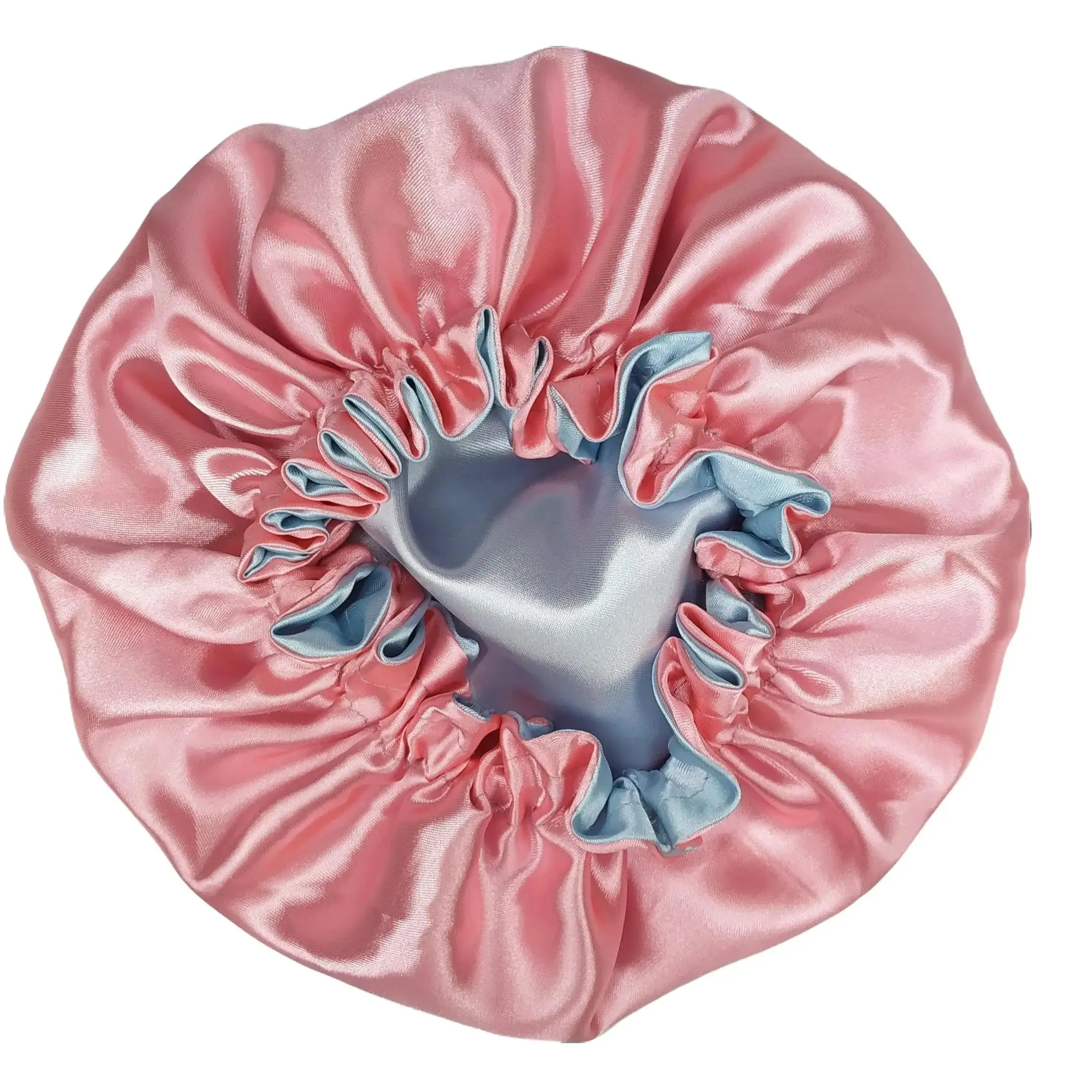 Pink & Light Blue Reversible Silky Satin Hair Bonnet for Adults Kids & Newborns Adjustable Sleep Night Cap for Curly Hair Protection Perfect Gift