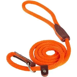Leather Brothers  British Slip Loop Rope Leads for Dogs Orange - Pack of 3