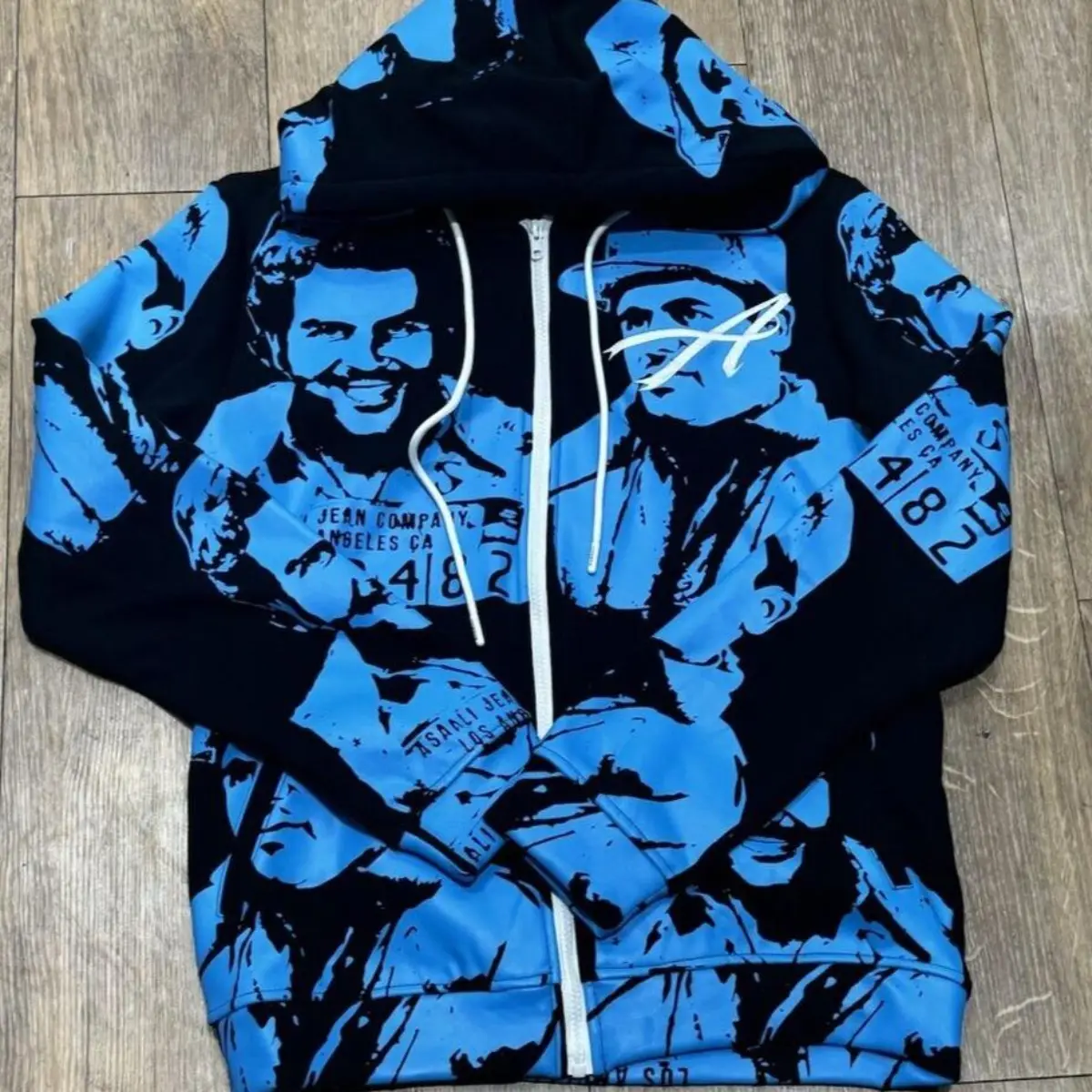 Assalyy Y2K Graphic Zip Hoodie, Retro Urban Streetwear Jacket, Full Print Oversized Hoodie, Fashion Gift for Streetwear Lovers