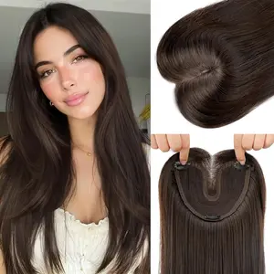 Hair Toppers for Women with Thinning Hair, 24 Inch Synthetic Clip In Crown Topper Hair Extensions with Adjustable Bandage, Layered Wiglet Adds Volume and  Coverage (Dark Brown)