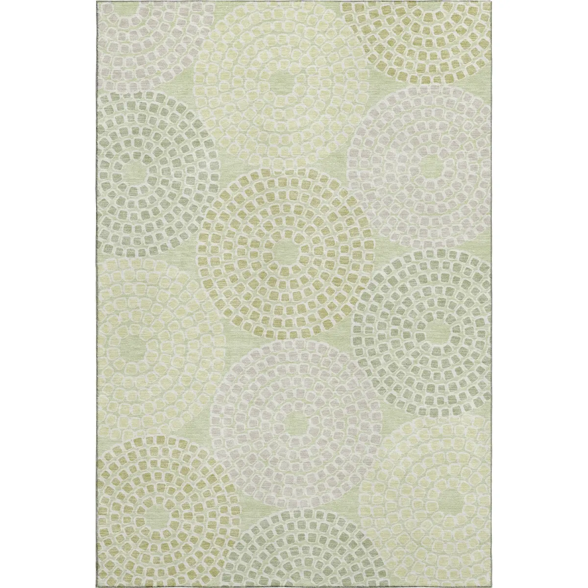 HomeRoots 670135 10x14 ft. Pastel-Colored Full-Sized Kids-Safe Stayput Geometric Area Rug, Mint Green-Gray-Olive Green, Machine-Made Washable Rectangle Rug with UV Protection, Full-Sized Area Rugs, Kids-Safe Area Rugs