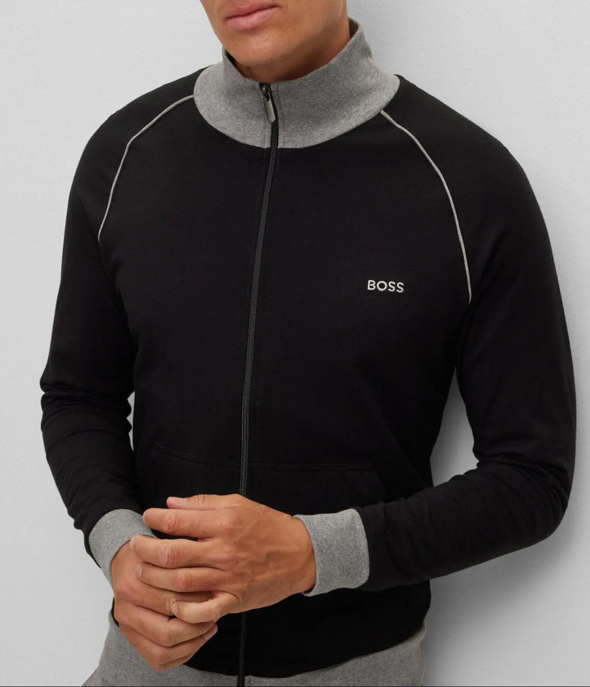 BOSS Men’s Mix&Match Zip-Up Loungewear Jacket 50469548-001 - Black