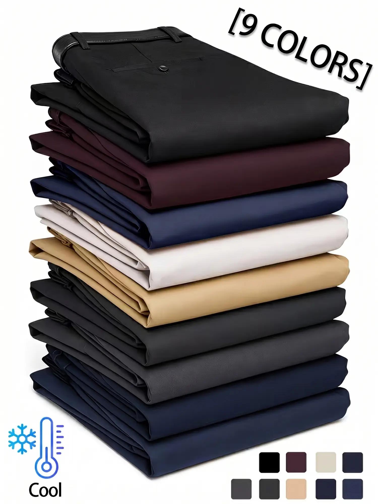 Men’s long pants, 1-pack; breathable fabric men’s dress trousers; 25-inch inseam men’s pants; stretch dress trousers for business/office wear; outdoor golf fitness wrinkle-resistant durable long pants
