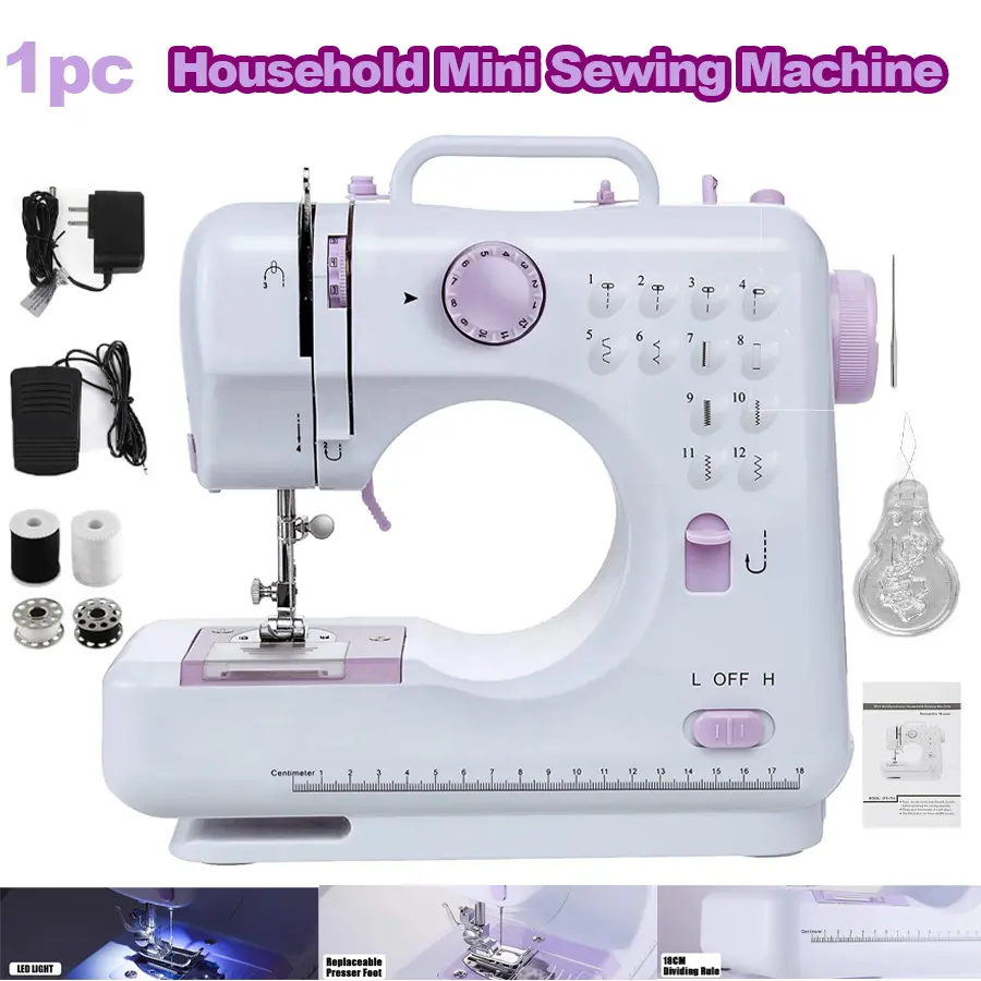 Beginner Portable Handheld Sewing Machine Set, Electric Mini Sewing Machine with 12 Built-In Stitches, Dual Speed & Lightweight, Beginner Sewing Machine