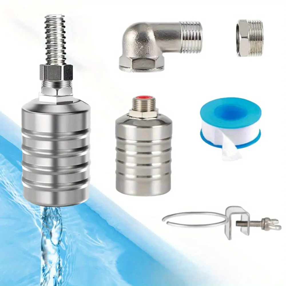 1Set 1/2" to 3/4'' water level control float valve, 304 Stainless Steel Fully Automatic Watershut off valve, Automatic Water Level Controller for Tank, Pool, Livestock Troughs