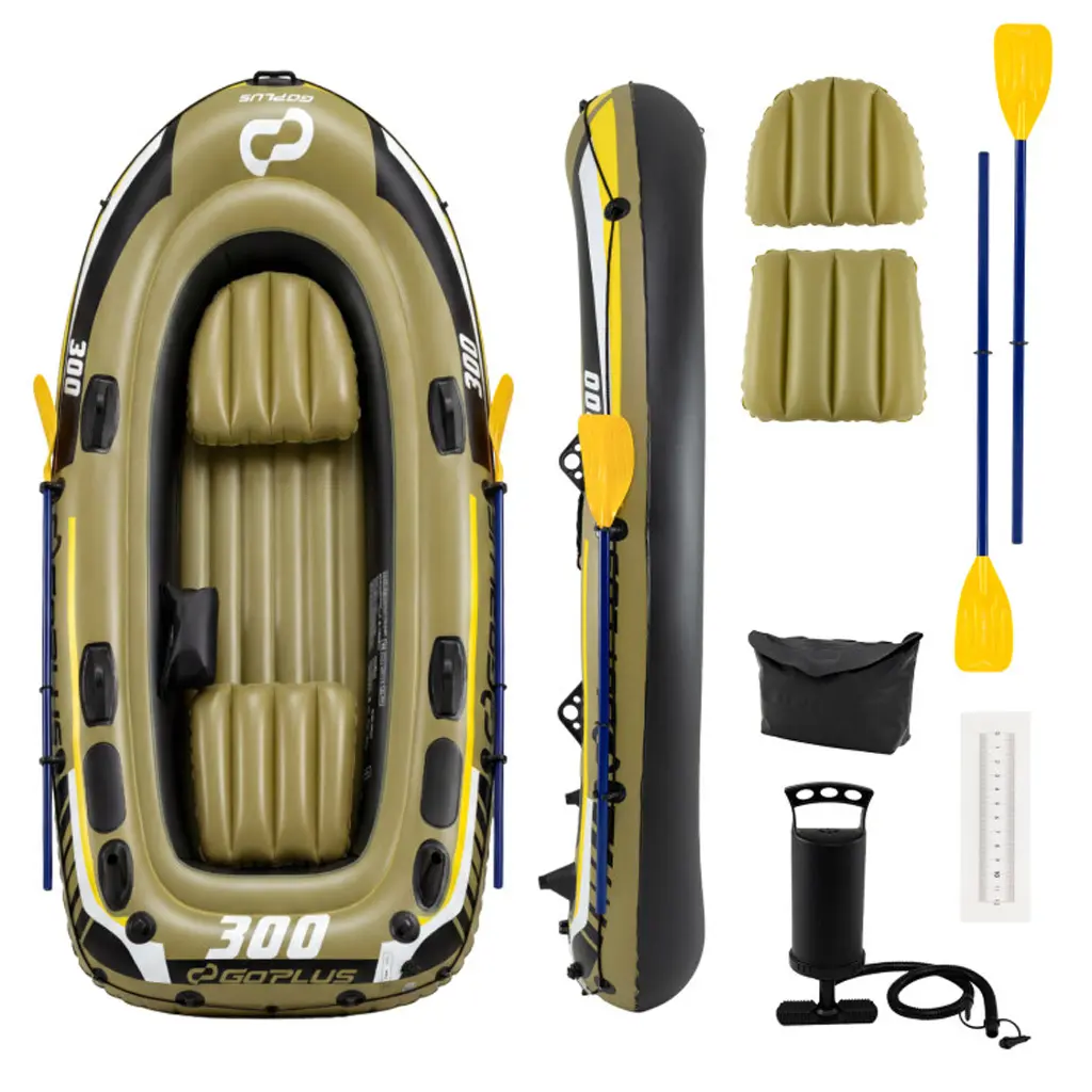 Heavy-Duty Inflatable Kayak - Outdoor Sport Inflatable Water Vessel, 3-4 Person, 748LBS Capacity, 3 Air Chambers, All Accessories Included, Multi Purpose Portable Boat for Fishing, Lake & River Use, Multi Purpose Inflatable