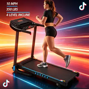 10MPH High-Speed With4 Level Incline Treadmill for Running & Walking, 3.0 HP Treadmills For Home 350 lbs Weight Capacity Hydraulic System Auto-Folding Treadmill with Type C & USB Charge For Android, , Bluetooth Speaker
