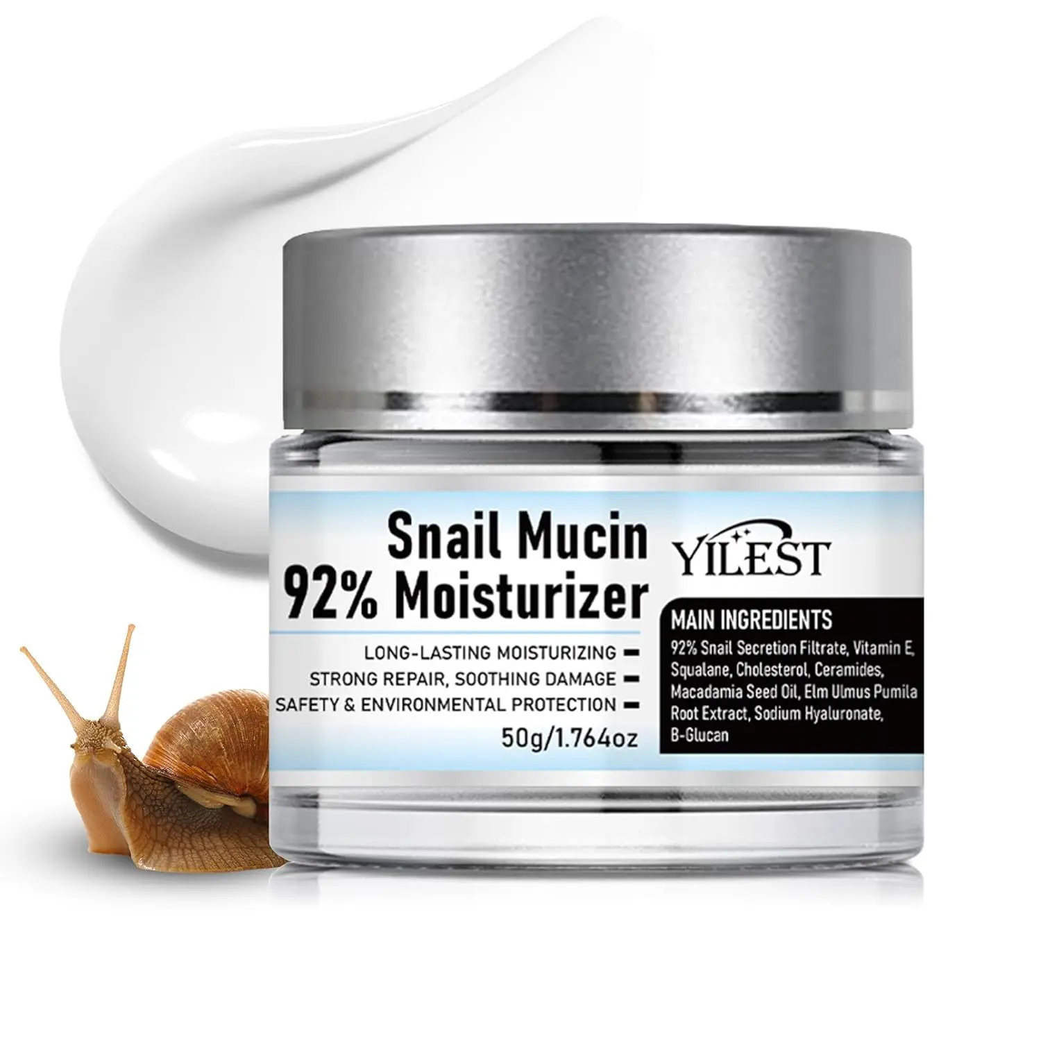 92% Snail Mucin Repair Facial Moisturizer - Hydrating Facial Soothing Moisturizer for All Skin Types, Youthful Radiant Formula to Boost Moisture, Soft & Dewy Skin Skincare Product