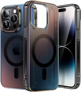 Iridescent Case for iPhone 14 Pro 6.1-Inch Compatible with MagSafe, Cute Unique and Aesthetic Design, Colorful Fluorescent Translucent Back Shockproof Phone Cover (Iridescent Black)