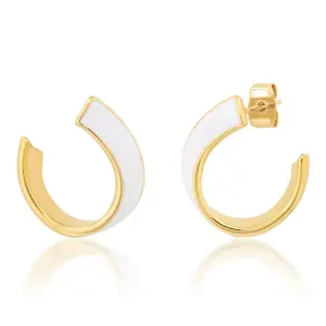 Gold and White Enamel Hoops