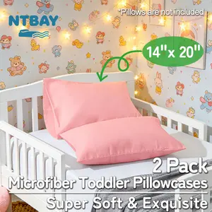 NTBAY 2 Pack Microfiber Envelope Toddler Pillowcases, 14x20 inches