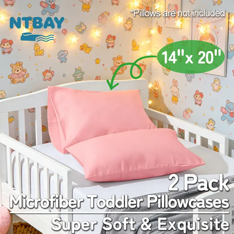 NTBAY Large Toddler Pillowcases, 2 Pack 14"x 20" Super Soft Microfiber Envelope Pillow Covers for Kids Travel & Nursery, Breathable & Hypoallergenic, Gift Ready, Oeko-Tex
