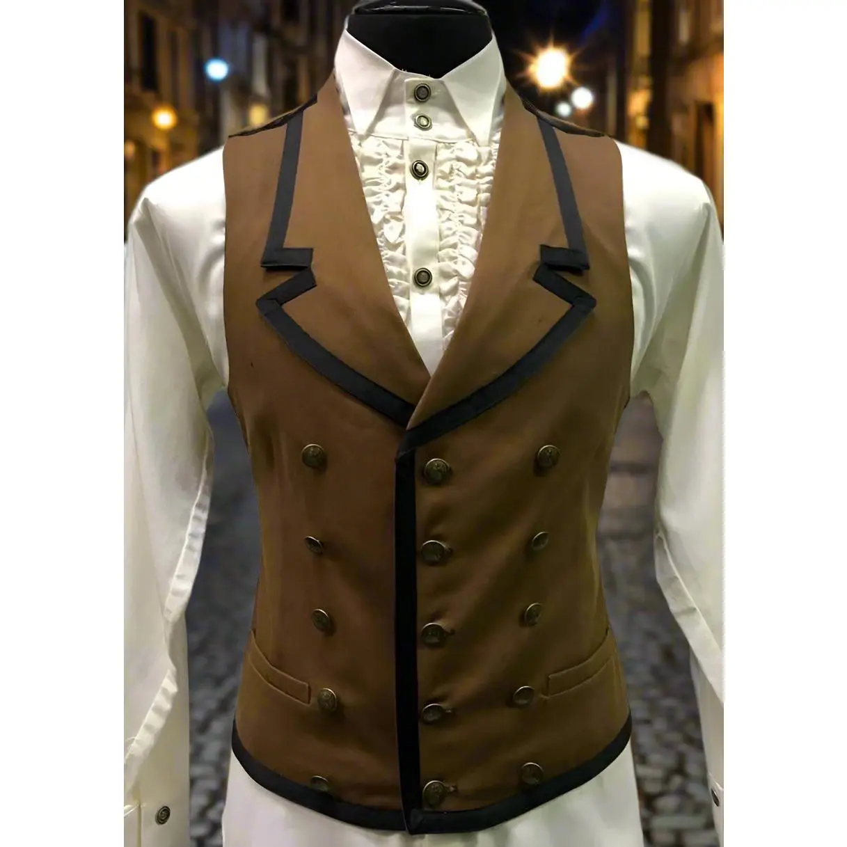 COMMODORE VEST - BROWN DENIM
