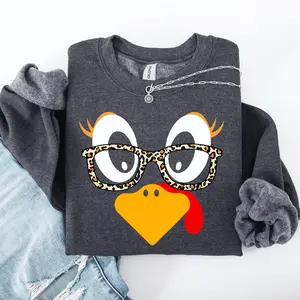 Thanksgiving, Teacher, Turkey, Cute, Leopard Print Sweatshirt