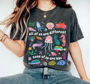 Comfort Colors Inclusion Shirt, Autism T-Shirt, All of Us Are Different Neurodivergent Shirt, Ocean Lover Summer Special Education Teacher Tee