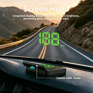 HUD Speedometer with Built-in Anti-Glare Hood - Large Bright Digital Readout, GPS-Powered Speed Display, Simple USB Setup Designed for Safe Driving, Ideal for Commuters &Highway Drivers