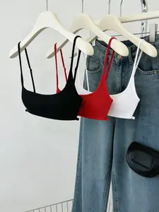 Women's 3-Piece Off-Shoulder Adjustable Strap Short Tank Tops Fit, Summer Aesthetic Basic Solid Backless Sexy Sleeveless Blouses, Casual Fashion