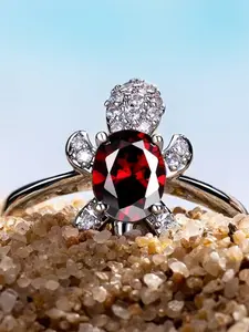 Large Vibrant Zircon Turtle Ring, Bohemian Vibe Beach Vacation Jewelry, Artificial Gemstone Turtle Design, Unique Women's Fashion Accessory, Rings for Women
