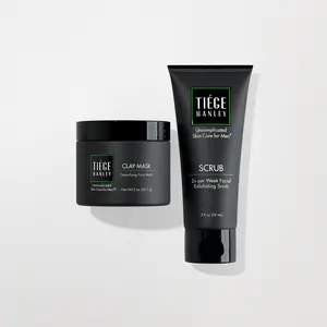 Men’s Detox Bundle Skin Care - Charcoal Clay Mask & Exfoliating Scrub for Clearer, Oil-Free Skin - Tiege Hanley