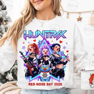 Kpop Red Nose Day 2026, KPOP Characters Shirt, Charity School Event Outfit, Cute Pop Group Fan Shirt, Red Nose Band Girl 2026