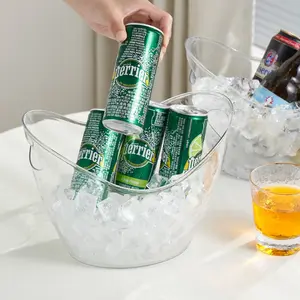 4L plastic ice bucket, large-capacity beer and champagne bucket, transparent hand-held gold coin ice bucket, ktv commercial red wine ice cube bucket, Containers, Home Bar Accessories
