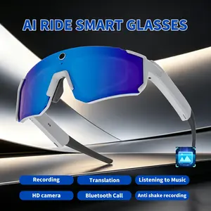 AI intelligent sports shooting recording glasses 800W camera high-definition anti shake bicycle riding shooting artifact windproof and waterproof goggles, ChatGPT translation dual microphone audio sunglasses, 2026 new model