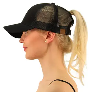 Ponytail baseball cap, open-back solid color sun hat, duckbill cap, mesh cap