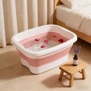 Household Foldable Portable Foot Spa Bath, Multifunctional Foot Soaking Basin with Massage Nodes, Durable Material and Space-Saving Design, Essential for Home and Travel, a Must-Have for Relaxation and Fatigue Relief