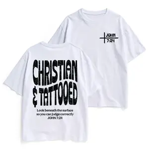 Unisex T-Shirt Christian & Tattooed John 7:24 Bold Distressed Art Tee Christian Spiritual Inspired Comfortable Cotton Short Sleeve Shirt for Men and Women Vintage Washed Top Holiday Gift Christmas Gift