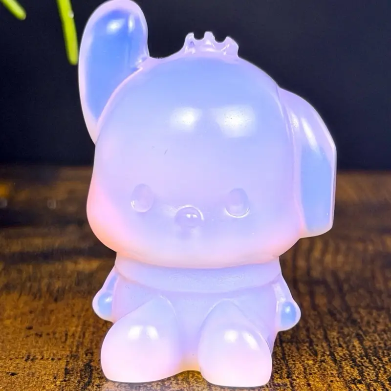 Pink Opalite Pochacco Puppy Figurine - Collectible Animal Decor for Home, Desk Display
