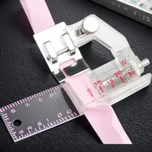 Adjustable Width Snap-On Beading Hemmer Presser Foot Set for Sewing Machine DIY Craft Free Rolled Hem Foot Bias Fabric Attachment Home Sewing Tools for Chiffon Denim Garment Making Accessories
