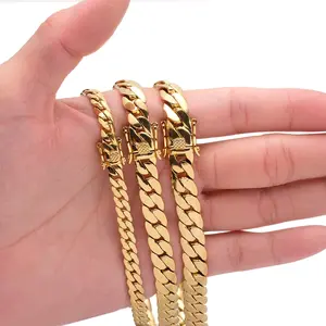 2025 New Fashion Plated 18K Gold Brass Material Men's Hip Hop Rap Whip Chain Bracelet Short Clavicle Chain Accessories Gifts